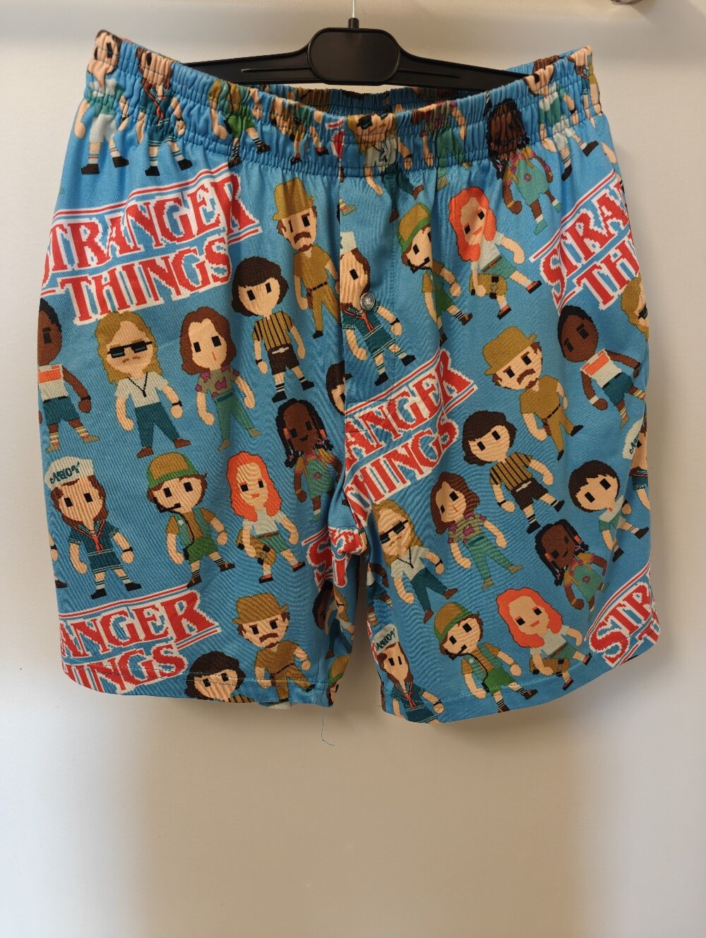 Stranger Things Blue Character Print Super Soft Lounge Shorts Size S
